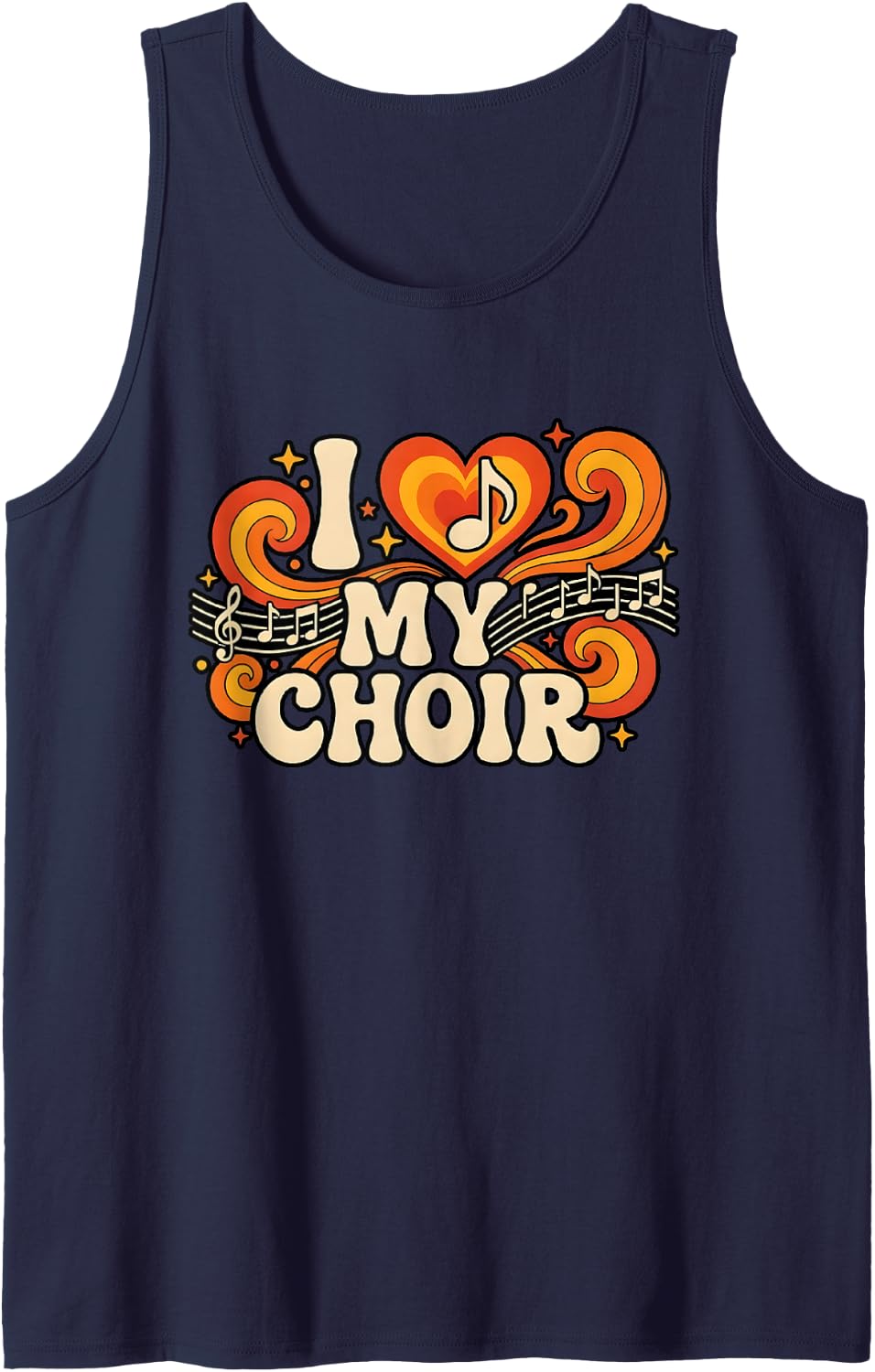 I Love My Choir Singer Music Notes Chorus Sleeveless Tank Top - Navy Blue
