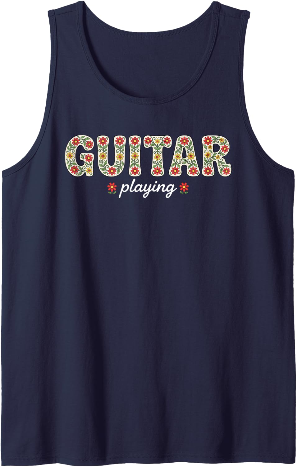 Guitarist Acoustic Electric Guitars Play Playing Sleeveless Tank Top - Navy Blue