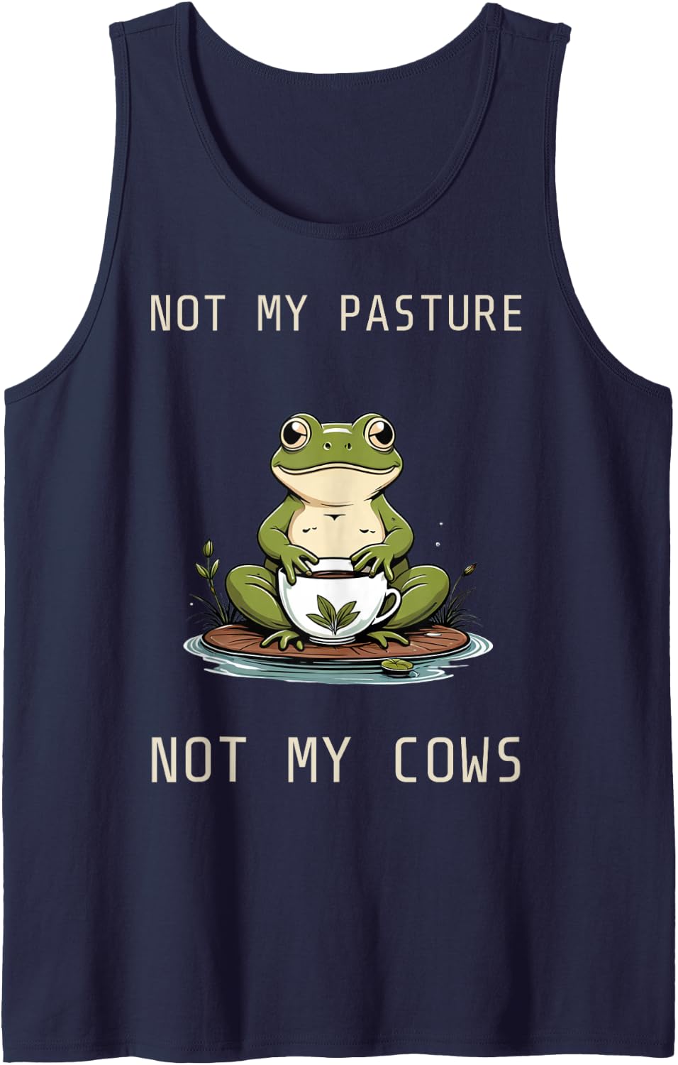 Not My Pasture Not My Cows Senior Developer Humor Sleeveless Tank Top - Navy Blue