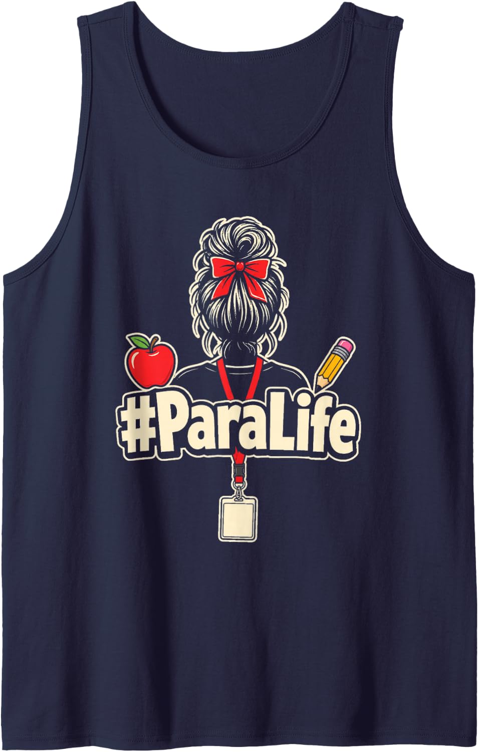 Paraprofessional Life Teacher Aide Elementary School Crew Sleeveless Tank Top - Navy Blue