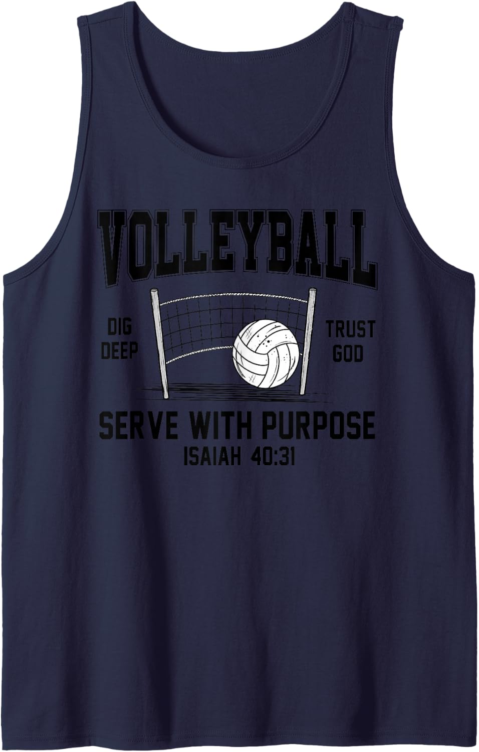 Volleyball Serve with Purpose Faith Christian Volleyball Mom Tank Top - Navy Blue