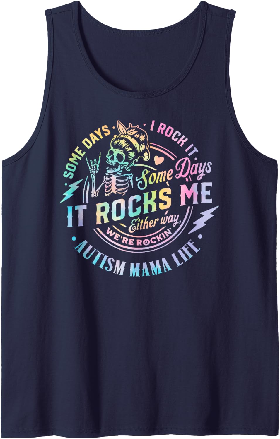 Autism Mama Life Some Days I Rock It Some Days It Rock Me Tank Top - Navy Blue