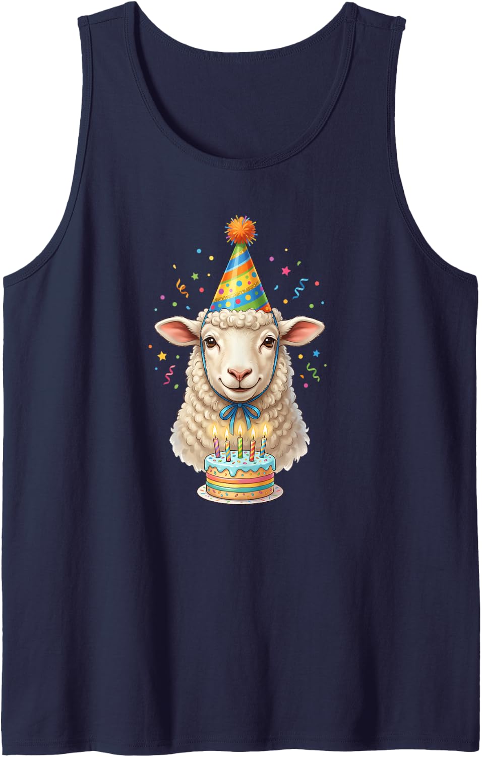 Sheep Birthday Tank Top - Navy Blue