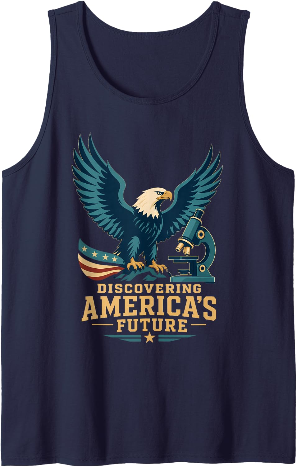 Bald Eagle Microscope Discovering America Future Tank Top - Navy Blue