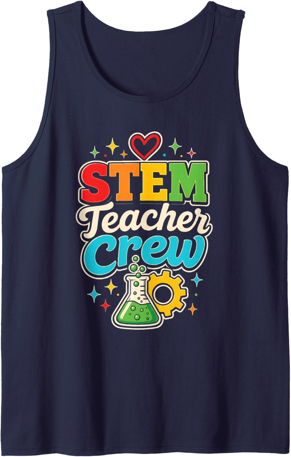 STEM Teacher Crew Science Elementary School Squad Sleeveless Tank Top - Navy Blue