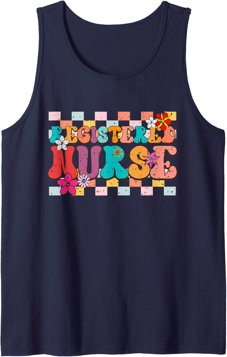 Registered Nurse for Student Nurse RN Groove Design Sleeveless Tank Top - Navy Blue
