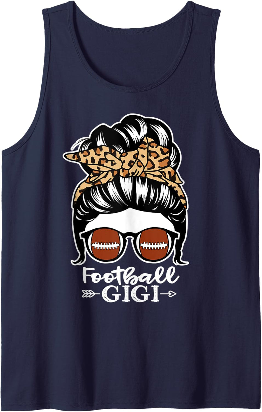 Football Gigi Messy Bun Hair Funny Football Player Gigi Tank Top - Navy Blue