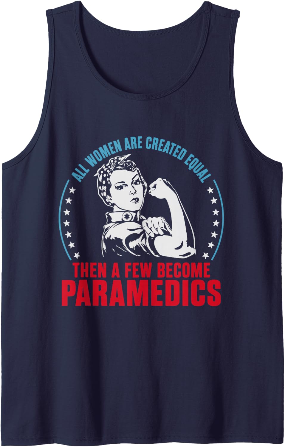 Women Paramedics Equal Strong Female First Responder Tank Top - Navy Blue