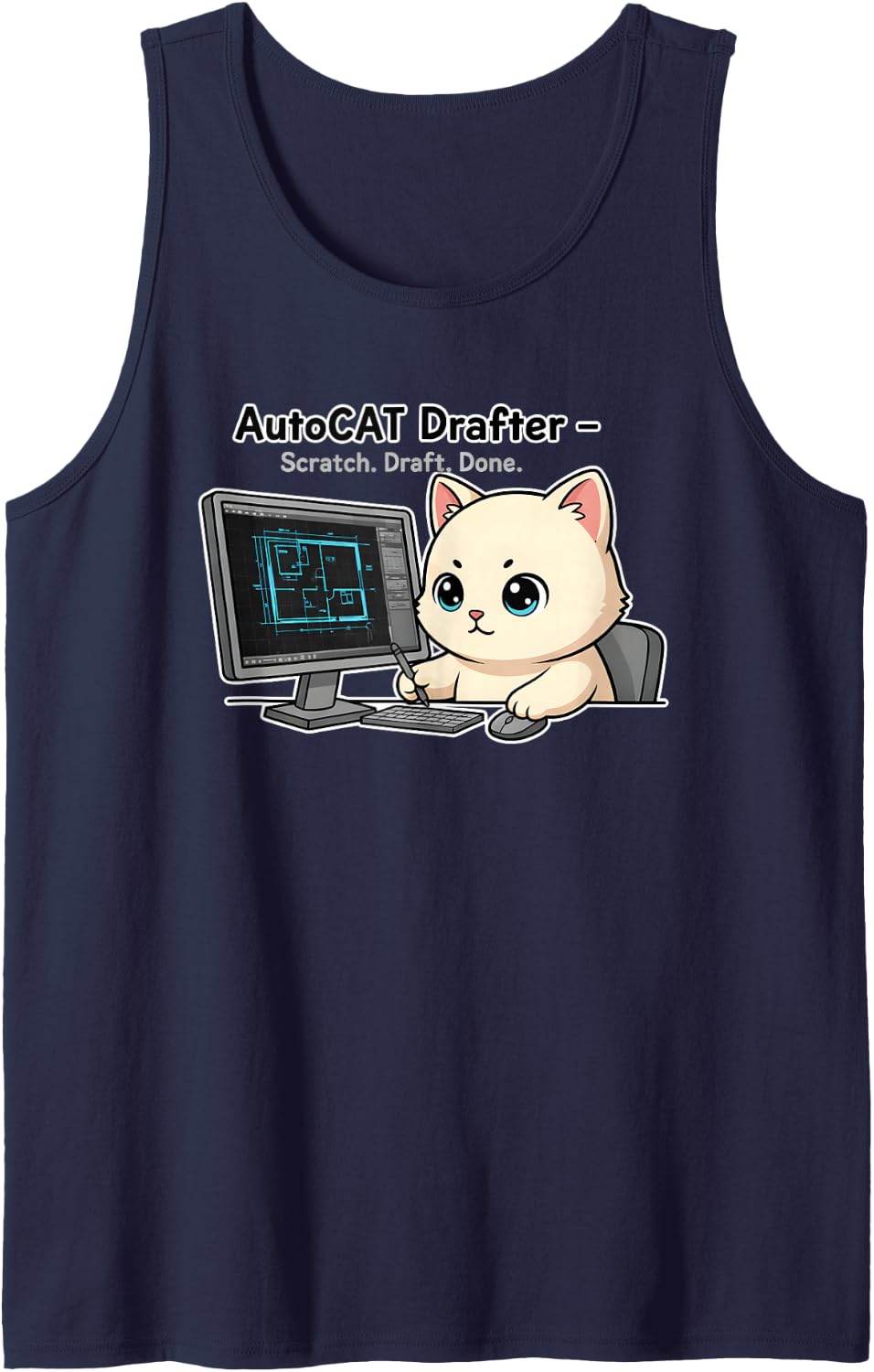 I’m an Autocad Drafter I Search and Delete Sleeveless Tank Top - Navy Blue