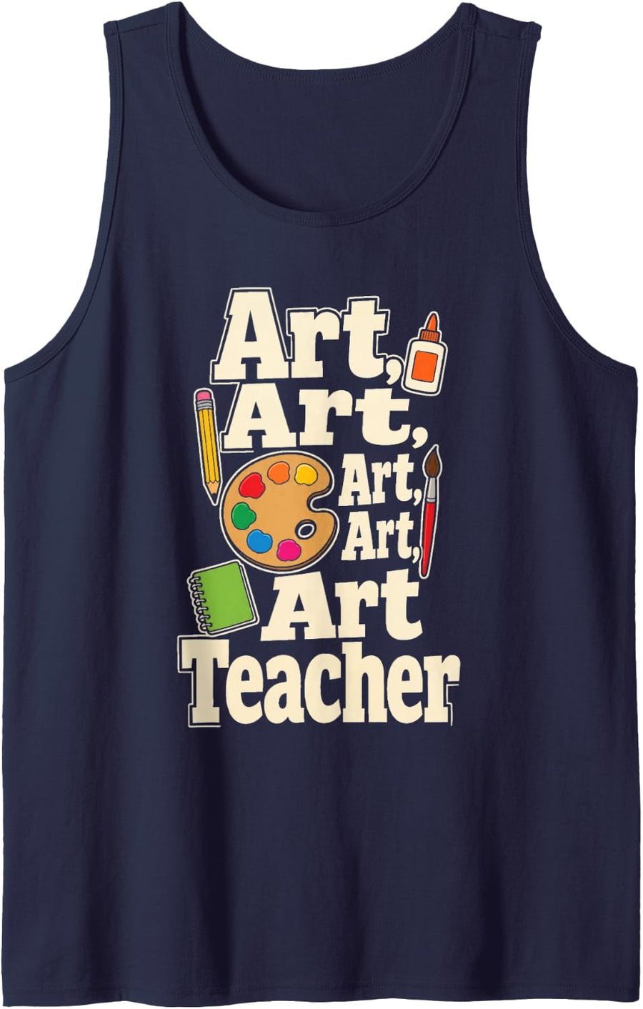 Art Teacher Elementary School Paint Palette Funny Gift Sleeveless Tank Top - Navy Blue