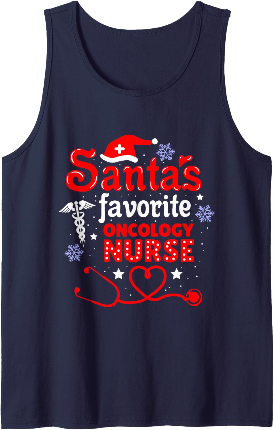 Santas Favorite Oncology Nurse Christmas Tank Top - Navy Blue