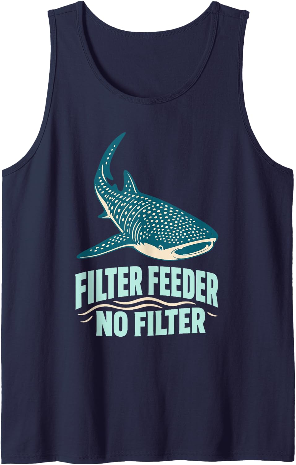 Filter Feeder No Filter Whale Shark Ocean Marine Biology Sleeveless Tank Top - Navy Blue
