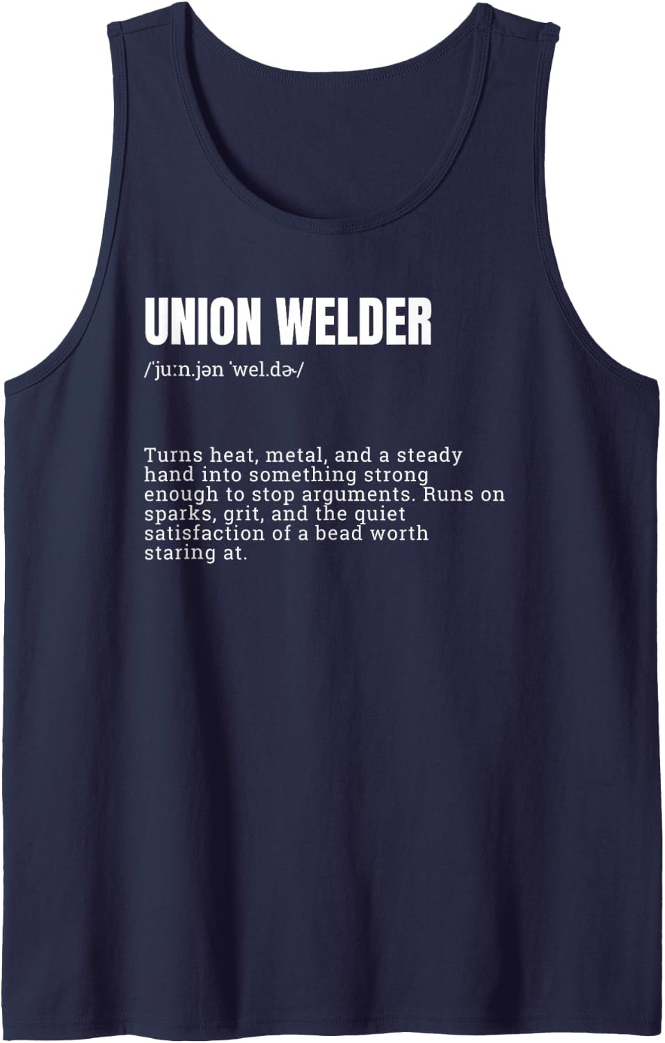 Union Welder Definition Funny Welding Quote Sleeveless Tank Top - Navy Blue