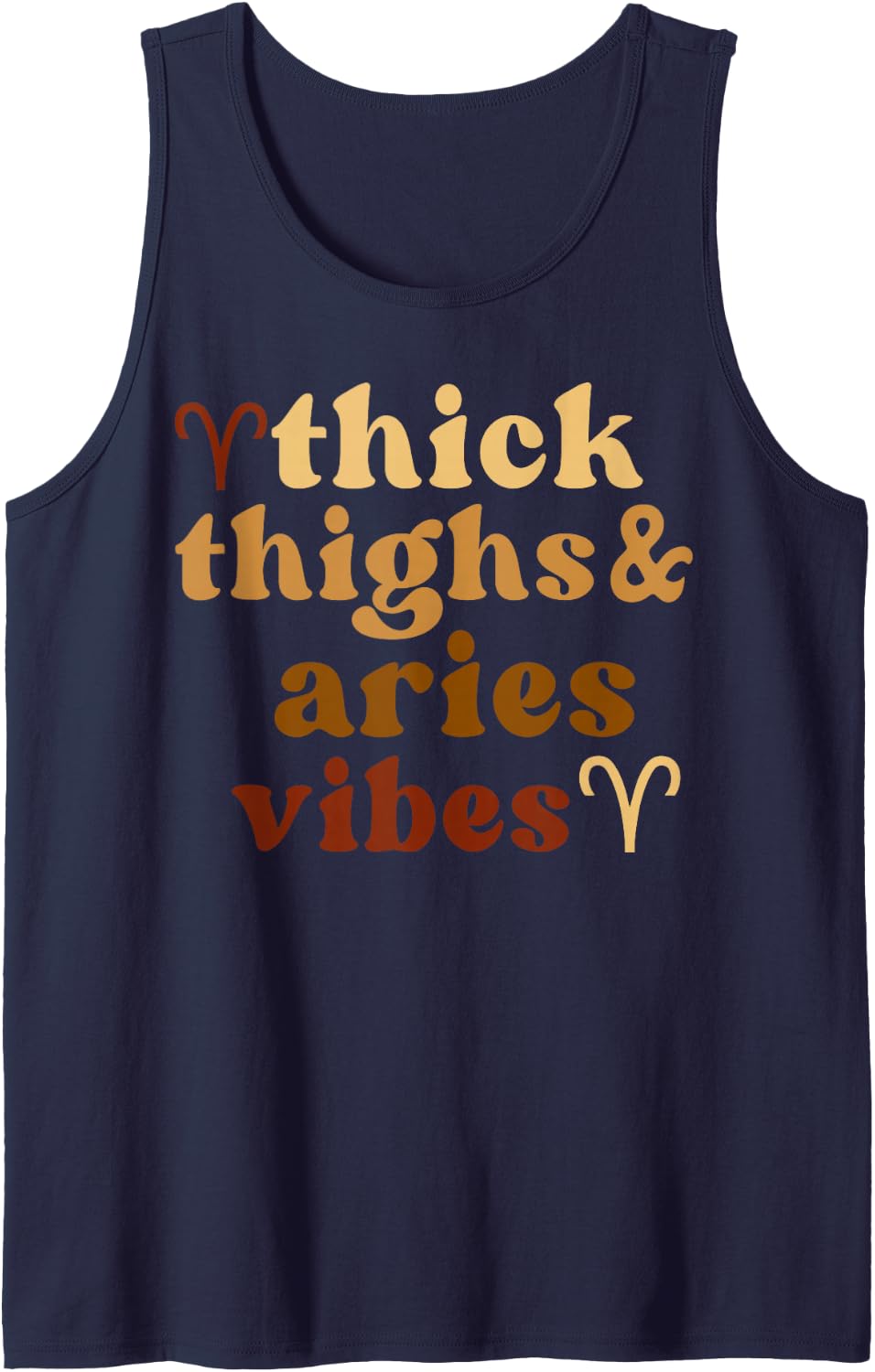 Thick Thighs Aries Vibes Zodiac Sign Black Women Girls Tank Top - Navy Blue