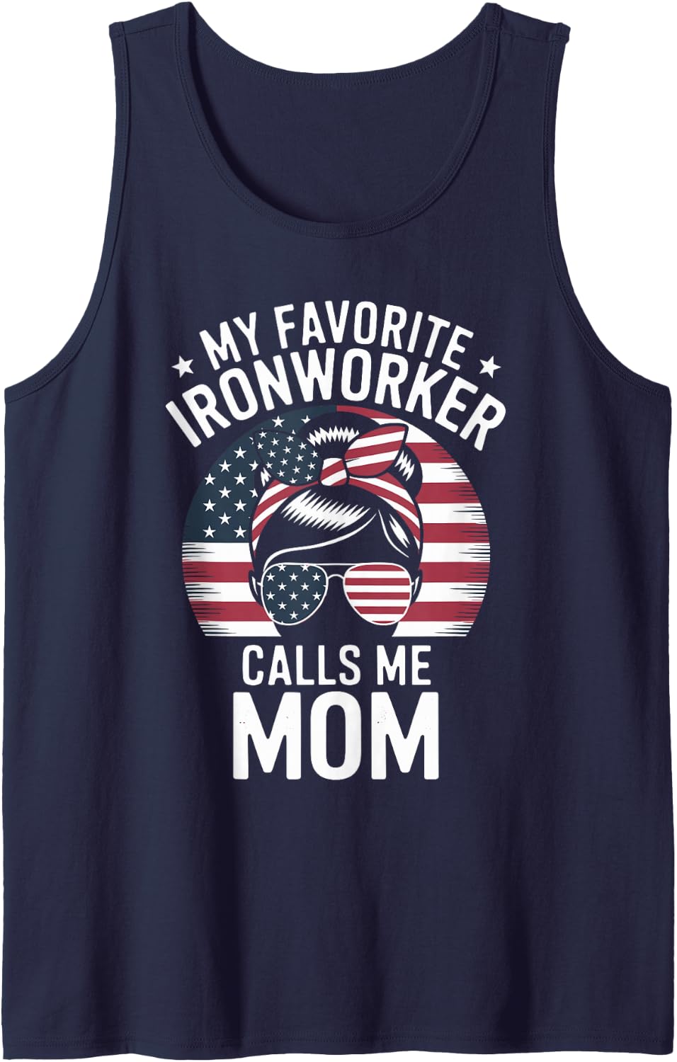 My Favorite Ironworker Calls Me Mom Mom Ironworker Sleeveless Tank Top - Navy Blue