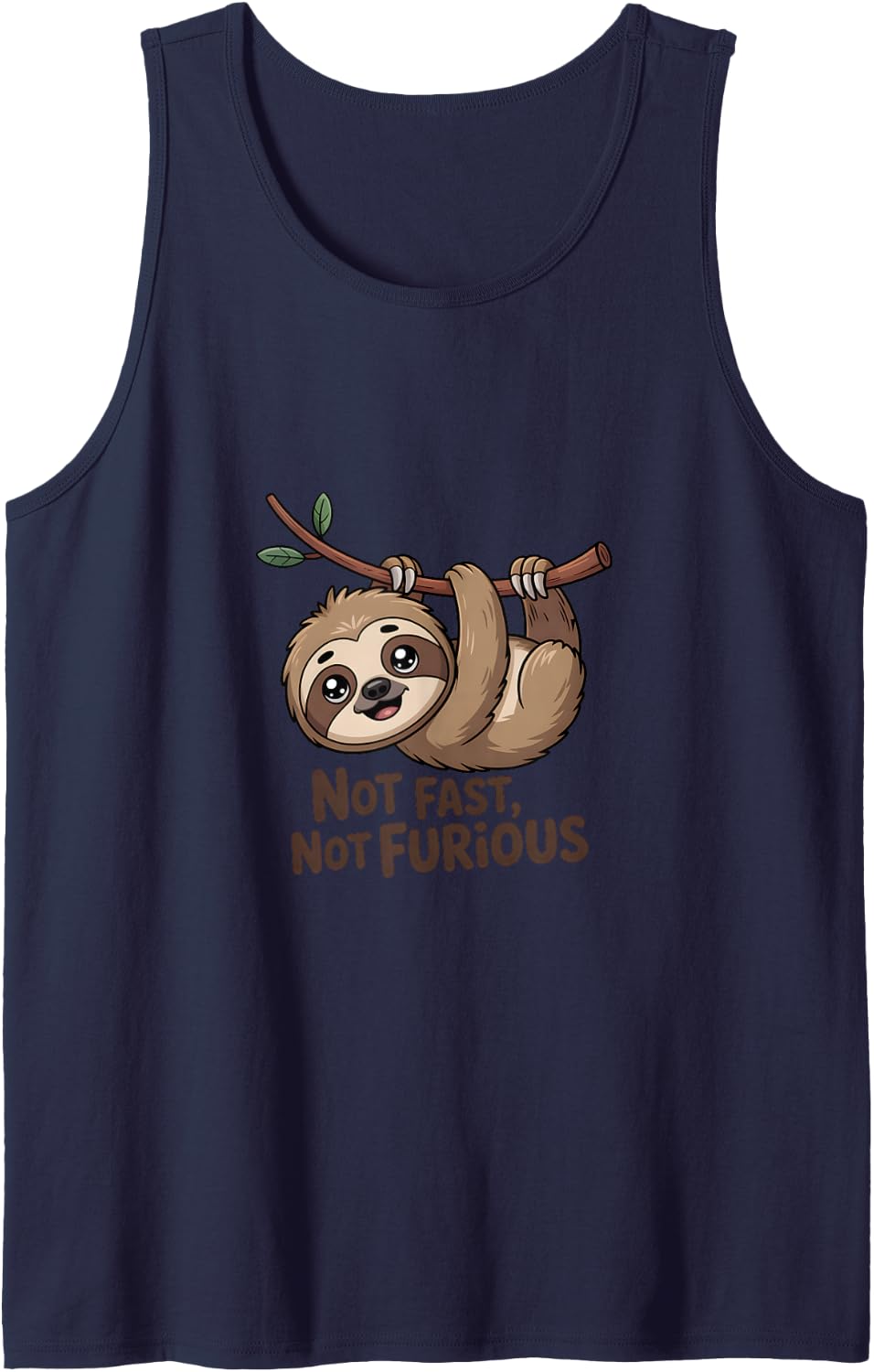 Not Fast Not Furious Sloth Nope Not Today Lazy Funny Gift Sleeveless Tank Top - Navy Blue
