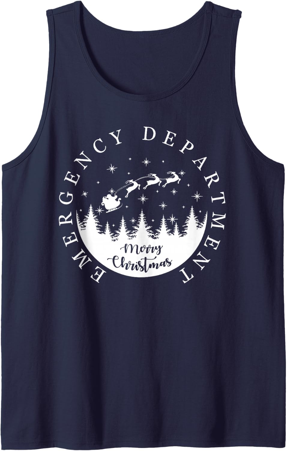 Emergency Department Emergency Room Tech Christmas ER Nurse Sleeveless Tank Top - Navy Blue