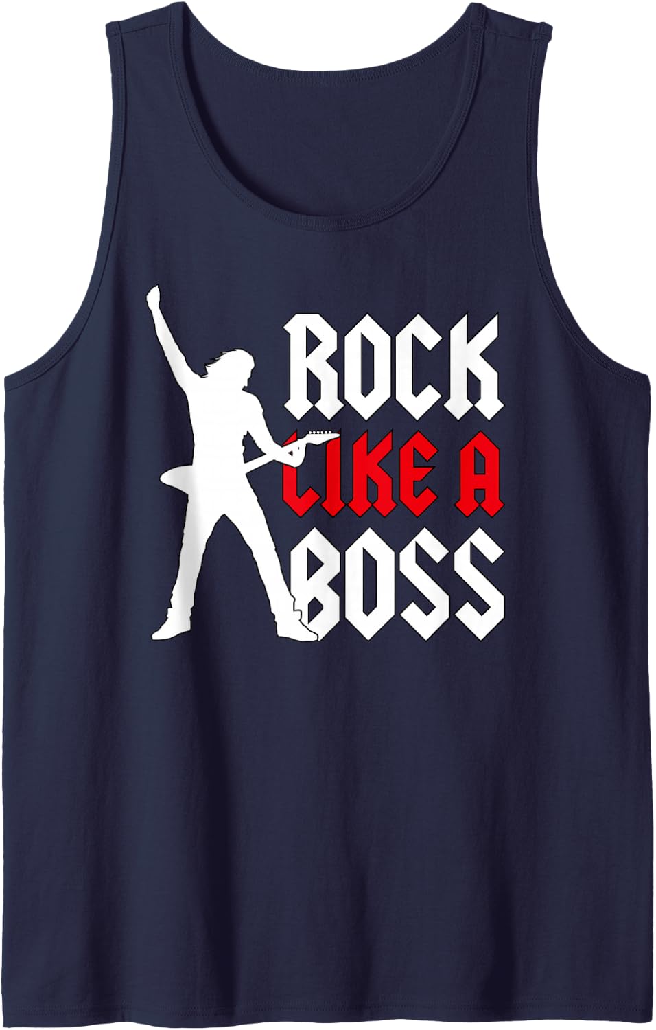 Mens Lead Guitarist Rock Music Hardrock Band Rock Like A Boss Tank Top - Navy Blue