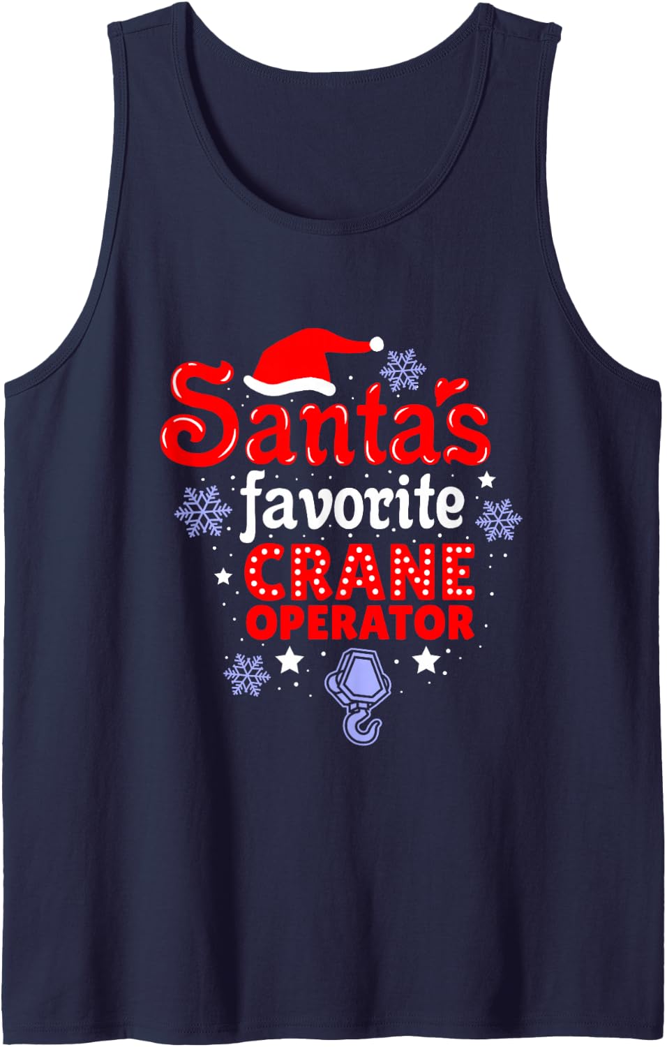 Santas Favorite Crane Operator Christmas Tank Top - Navy Blue