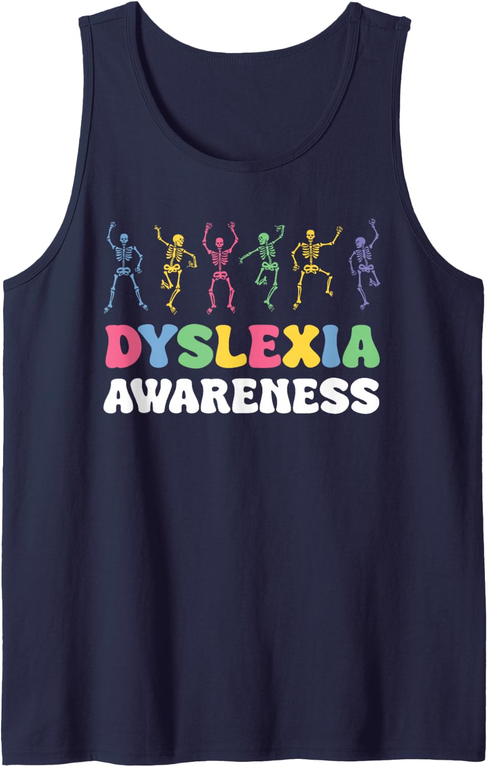 Dyslexia Awareness Funny Skeletons Dyslexics Halloween Day Tank Top - Navy Blue