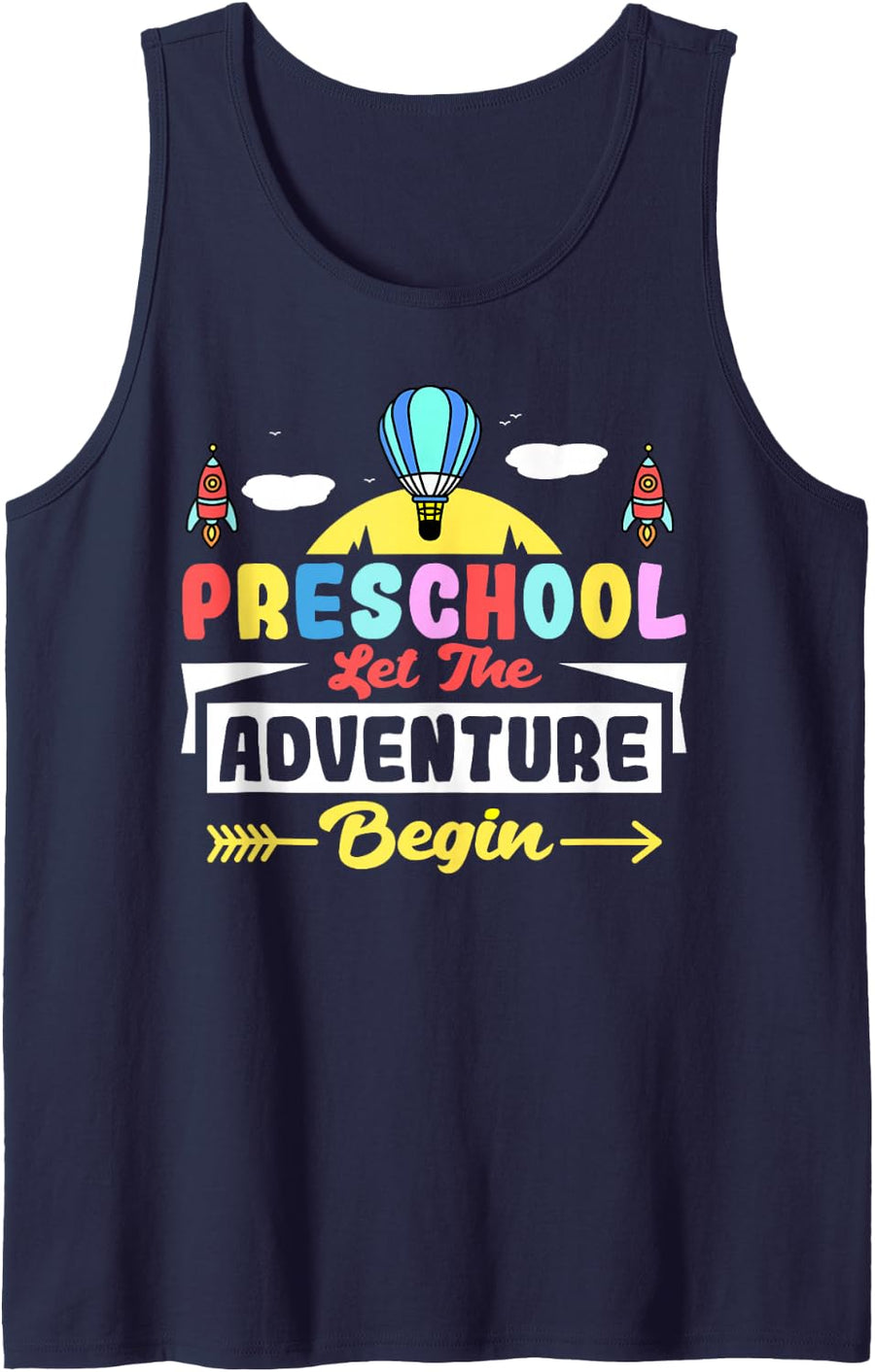 Preschool Let The Adventure Begin Back to School Students Sleeveless Tank Top - Navy Blue