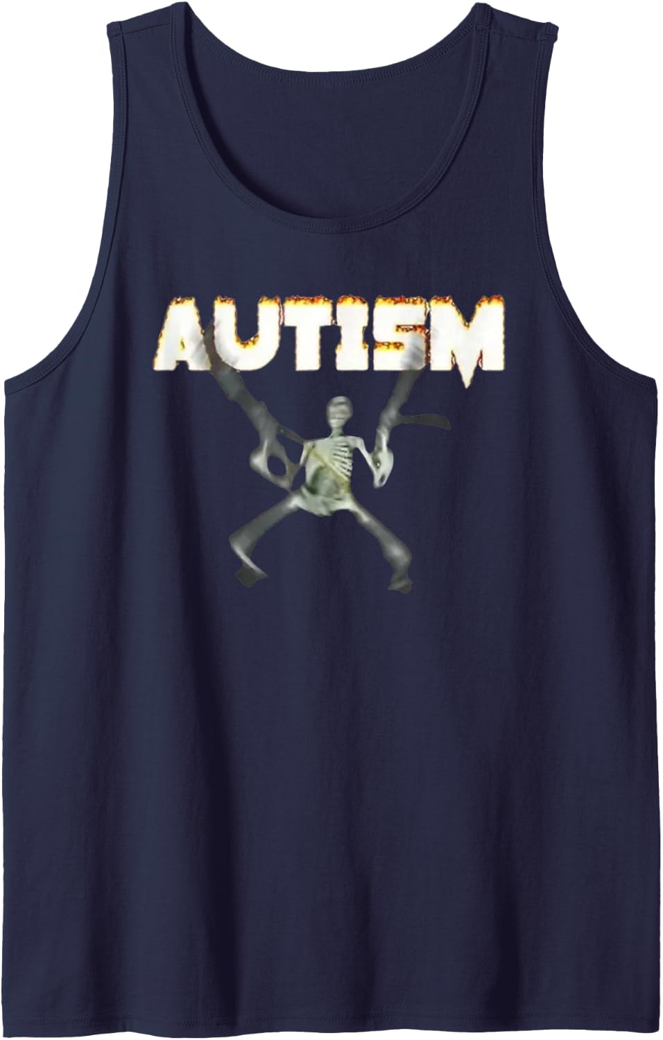 Autism Awareness Skeleton – Supportive Graphic Sleeveless Tank Top - Navy Blue