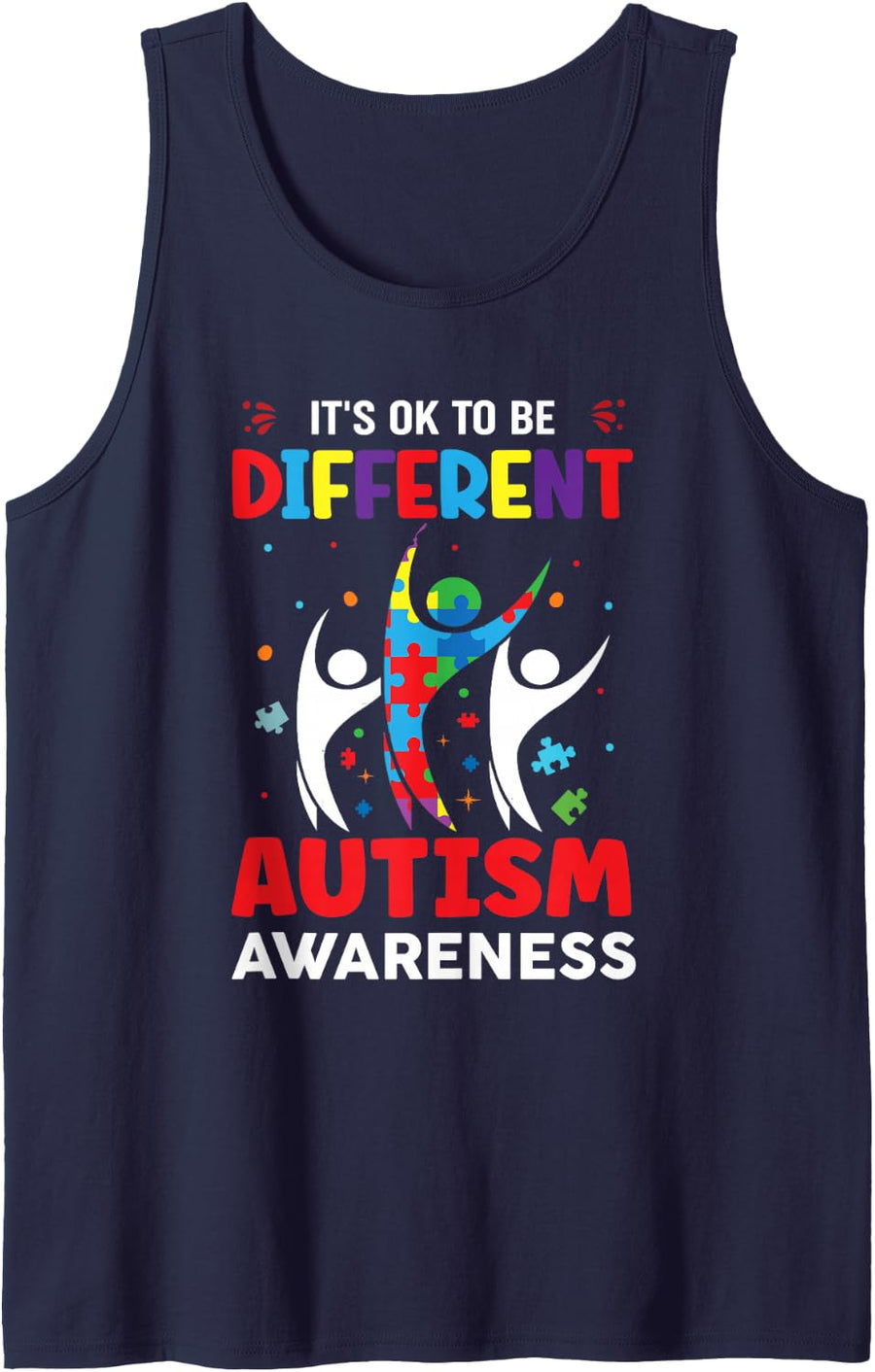 Autism Different Autistic Support Awareness Sleeveless Tank Top - Navy Blue
