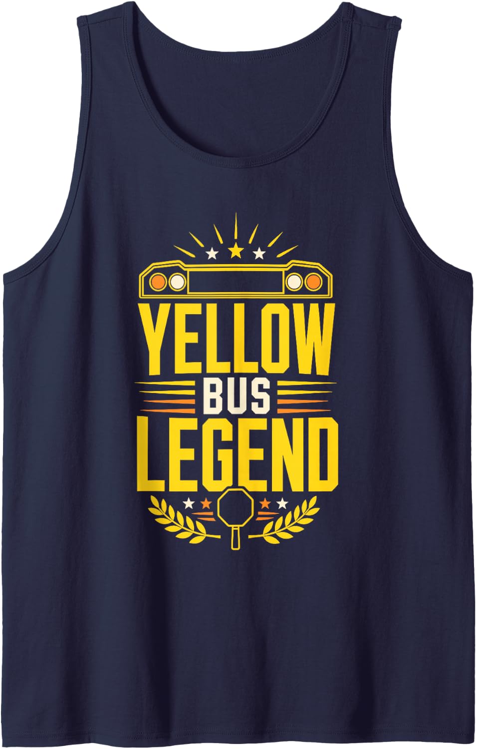 Yellow Bus Legend School Bus Driver Sleeveless Tank Top - Navy Blue