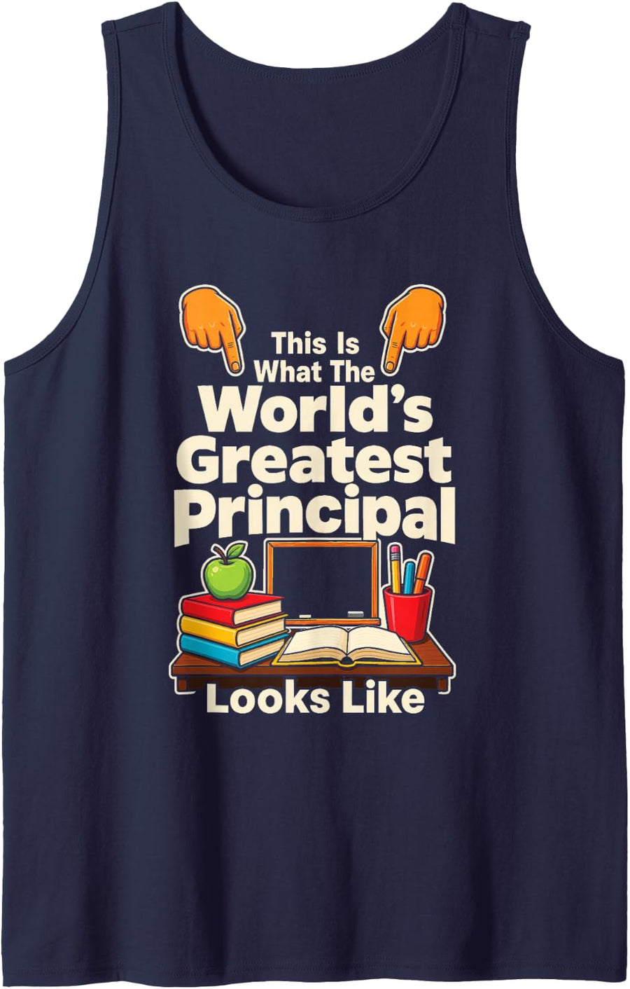 Principal Gift Elementary School Office Appreciation Sleeveless Tank Top - Navy Blue