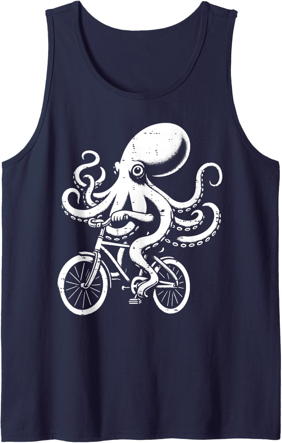 Octopus On Bicycle Funny Bike Cycling Cyclist Men Women Kids Sleeveless Tank Top - Navy Blue