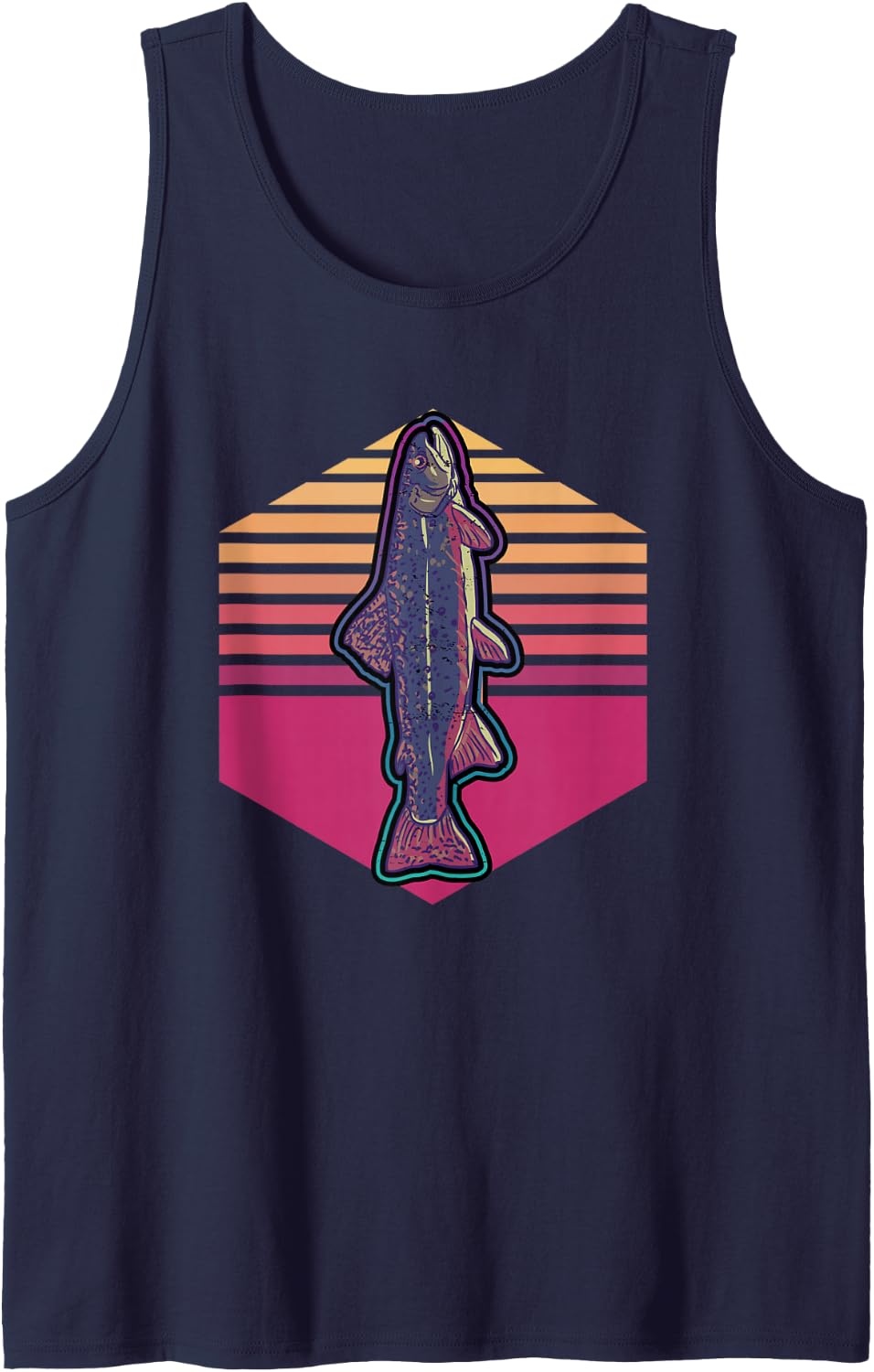 Trout Vintage Trout Fishing Tank Top - Navy Blue