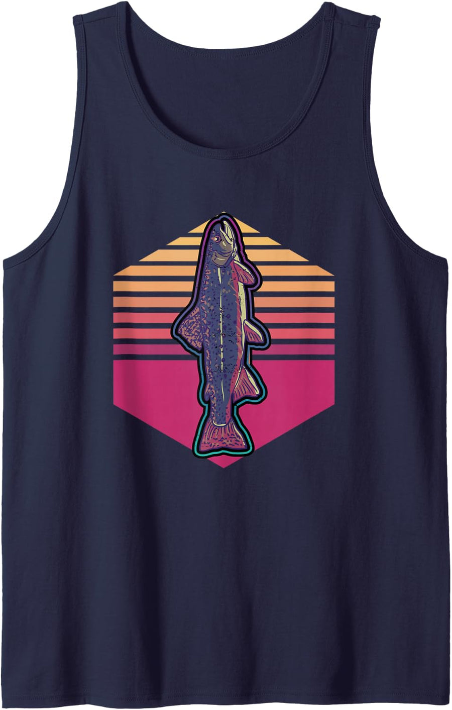 Trout Vintage Trout Fishing Tank Top - Navy Blue
