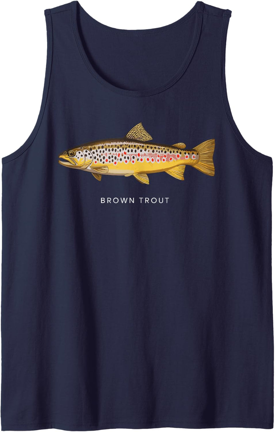 Brown Trout Design for Men Women Kids Fishing Brown Trout Sleeveless Tank Top - Navy Blue