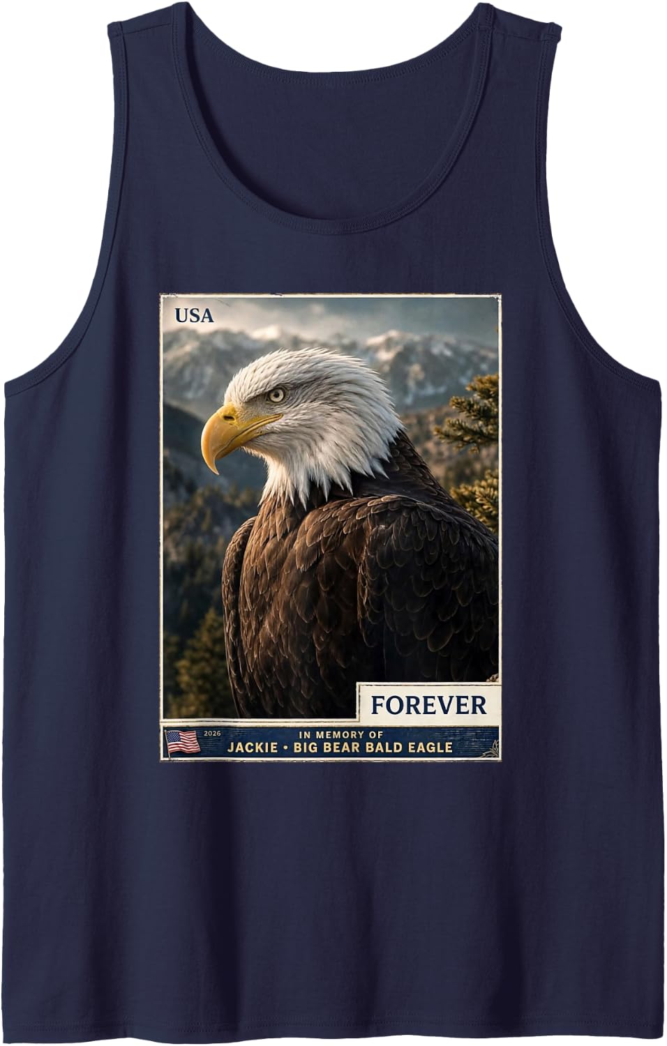 Jackie Big Bear Bald Eagle Memorial Tank Top - Navy Blue