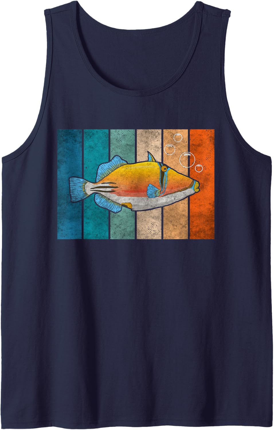 Retro Humuhumunukunukuapua'a Hawaiian Reef Triggerfish Tank Top - Navy Blue