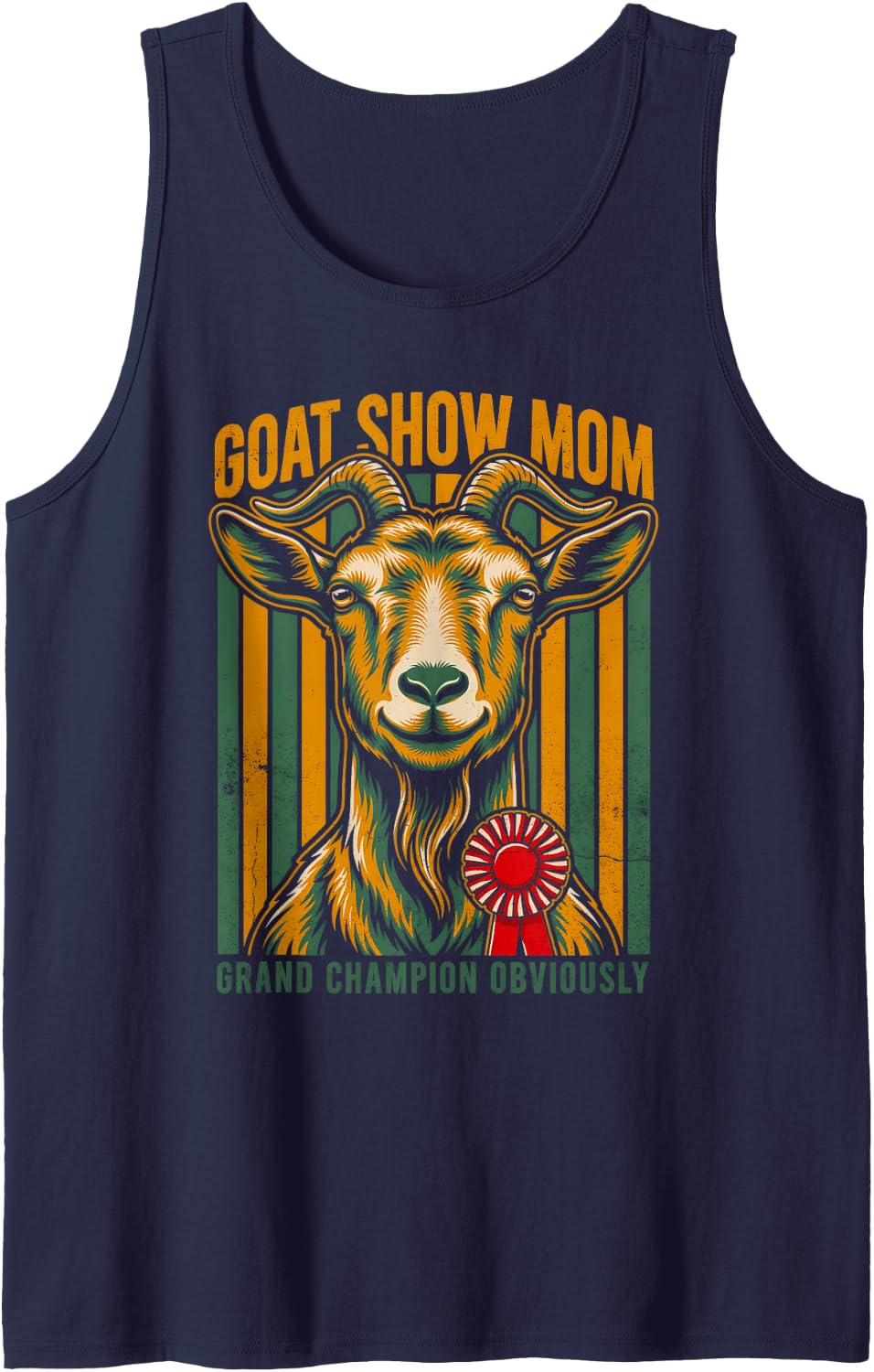 Goat Show Mom Grand Champion Obviously Livestock Sleeveless Tank Top - Navy Blue