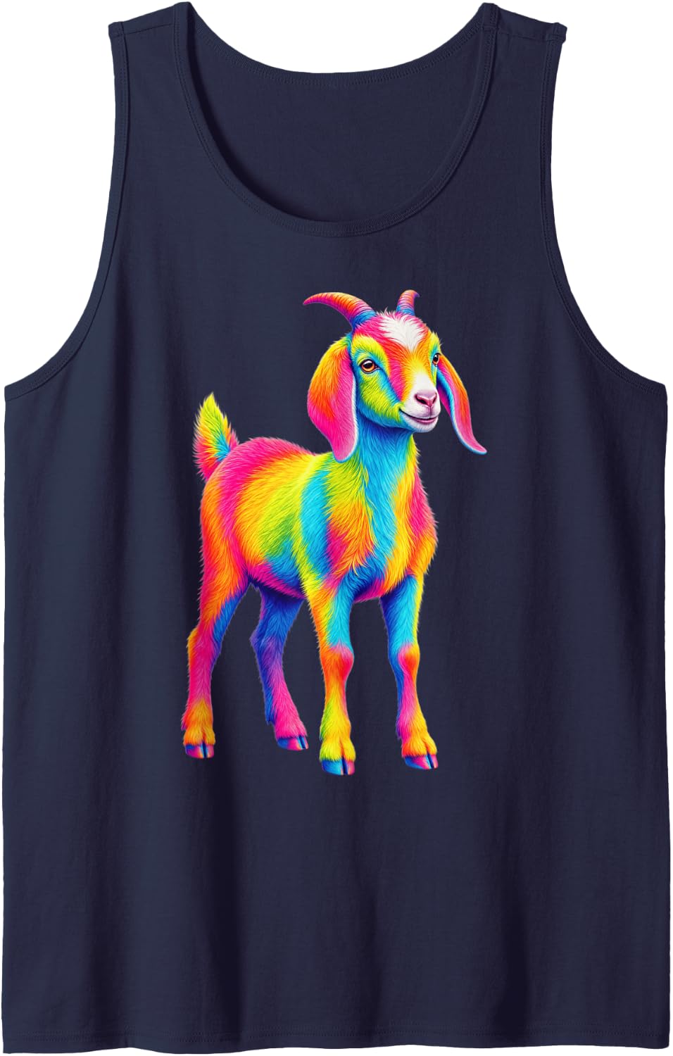 Cute Goat Tie Dye Funny Novelty Sleeveless Tank Top - Navy Blue