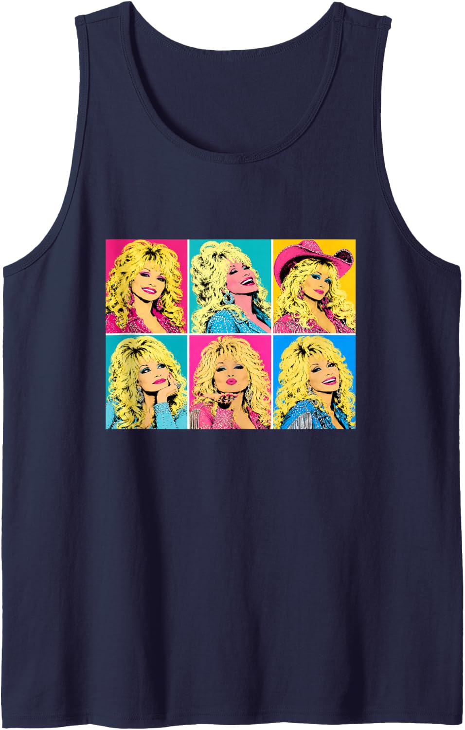 Retro Pop Art Many Colors Blonde Icon Country Sleeveless Tank Top - Navy Blue