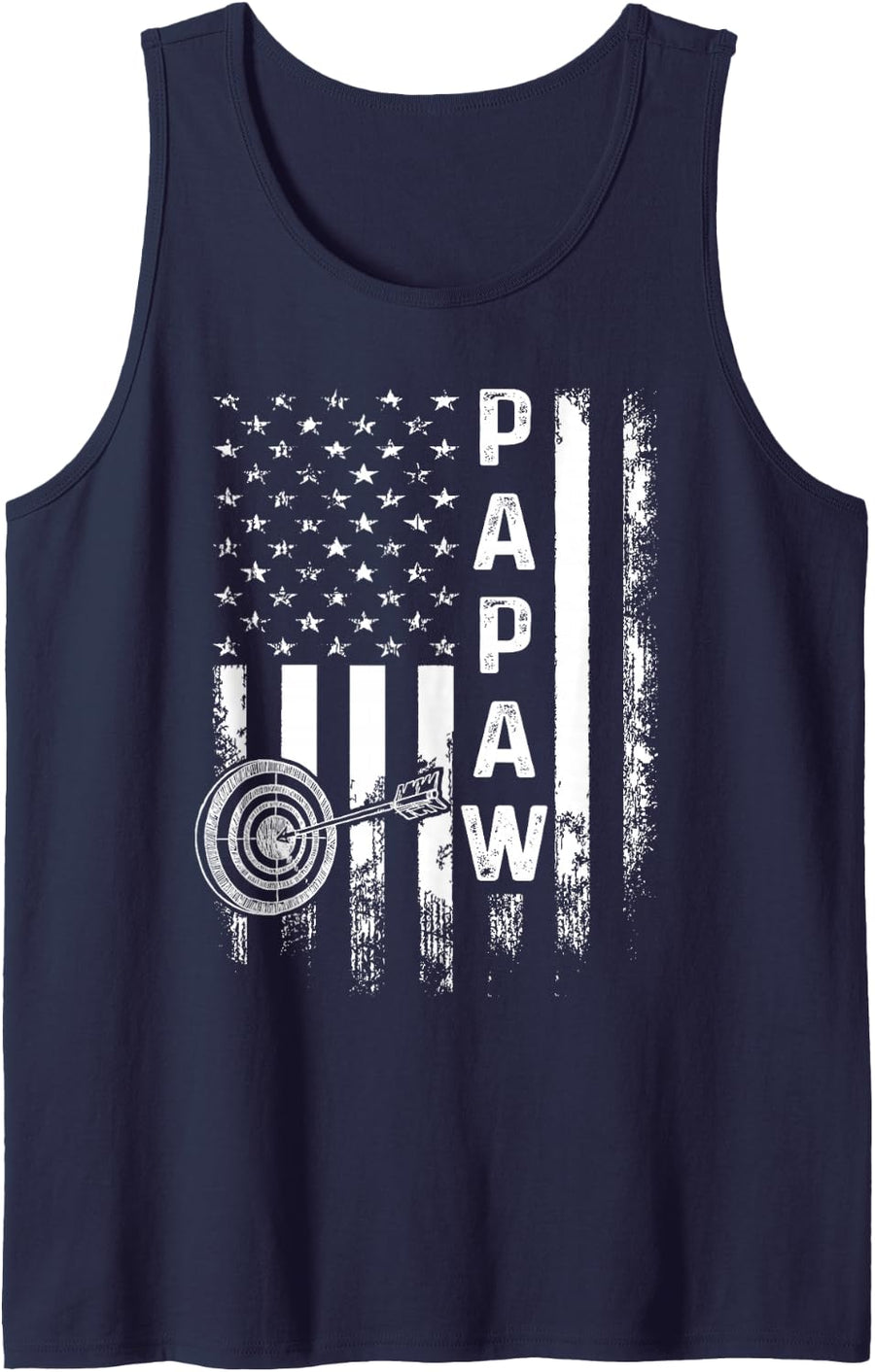 Archery Papaw America Flag Vintage Christmas Xmas Sleeveless Tank Top - Navy Blue