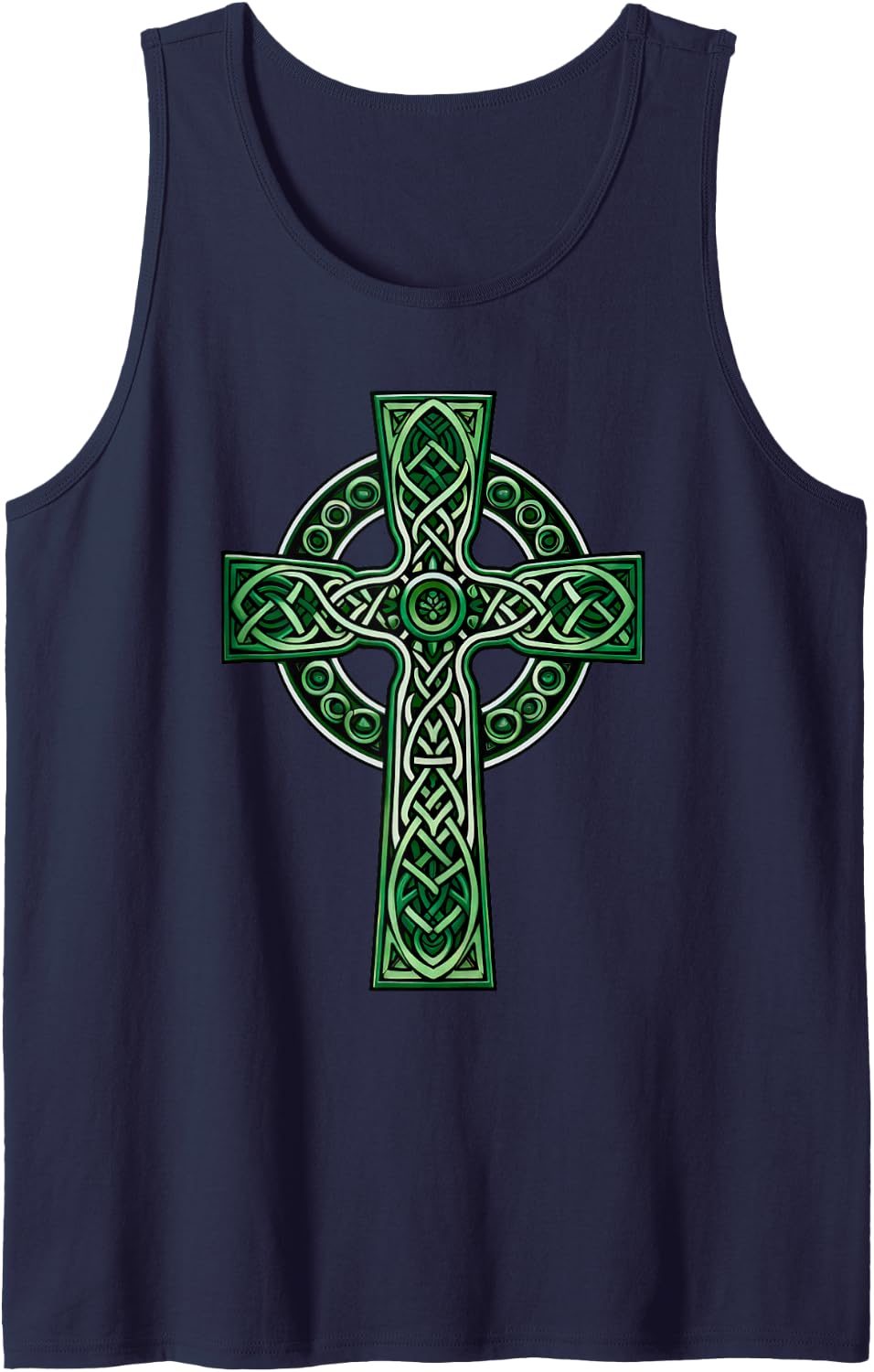 Irish Celtic Cross Knot Christian Holy Trinity Scottish Celt Tank Top - Navy Blue