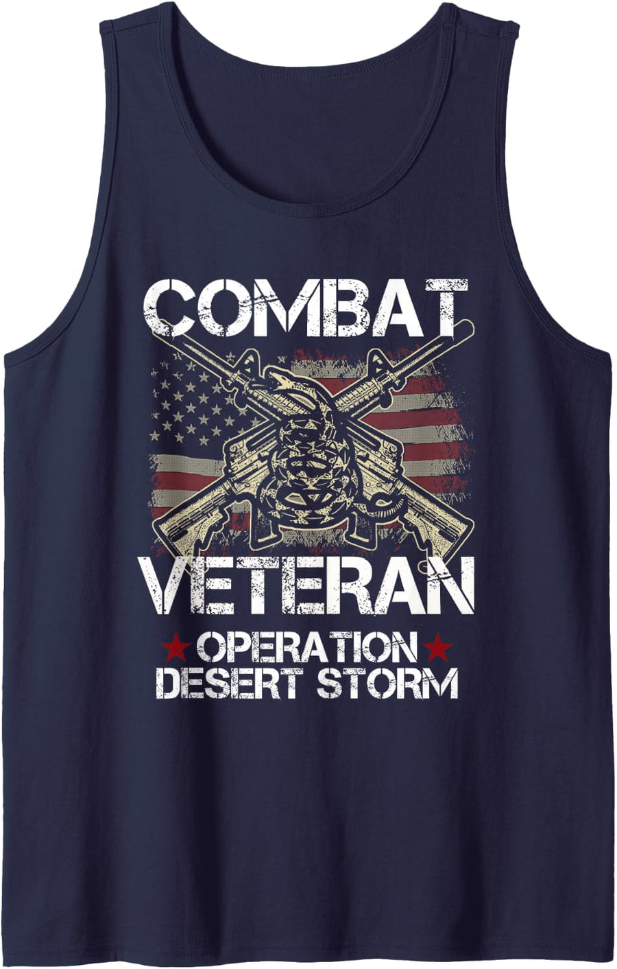 Combat Veteran Desert Storm Military Flag 4th Of July Gift Tank Top - Navy Blue