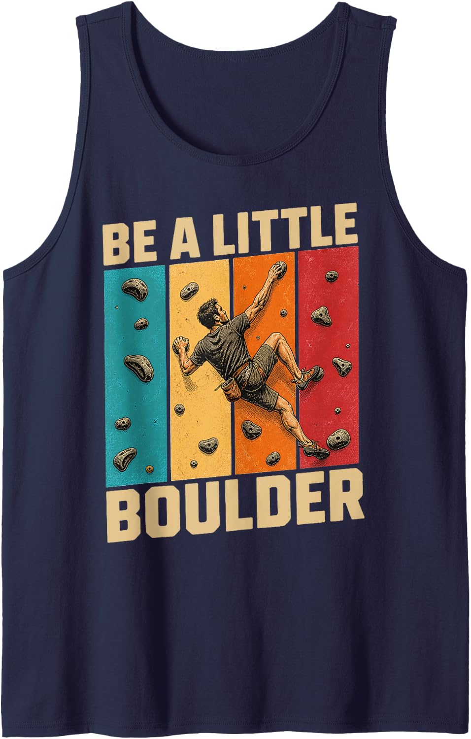 Vintage Climbing Gym Boulderer Sleeveless Tank Top - Navy Blue