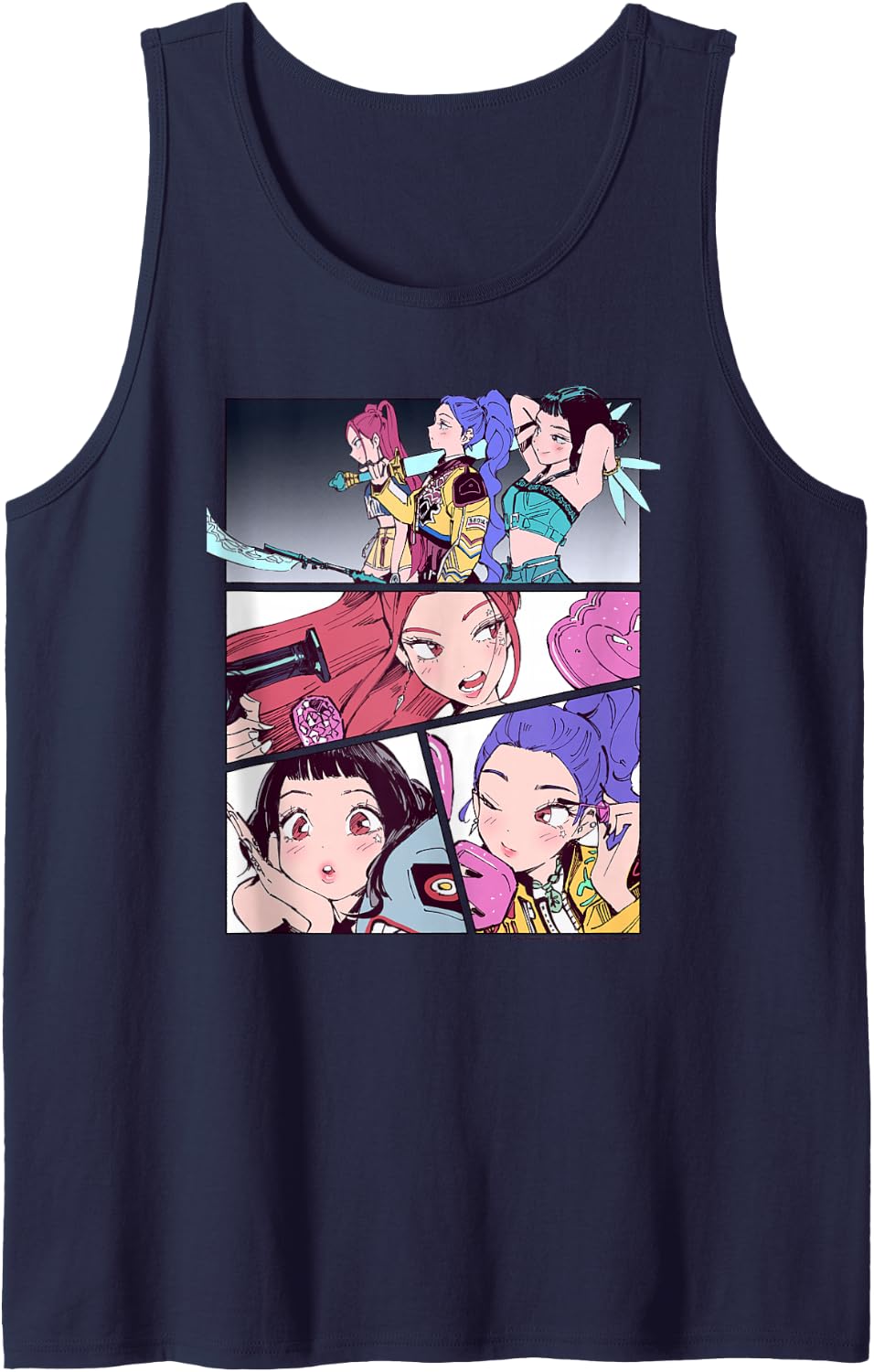 Kpop Demon Hunters Huntrix Manhwa Panels Poster Tank Top - Navy Blue