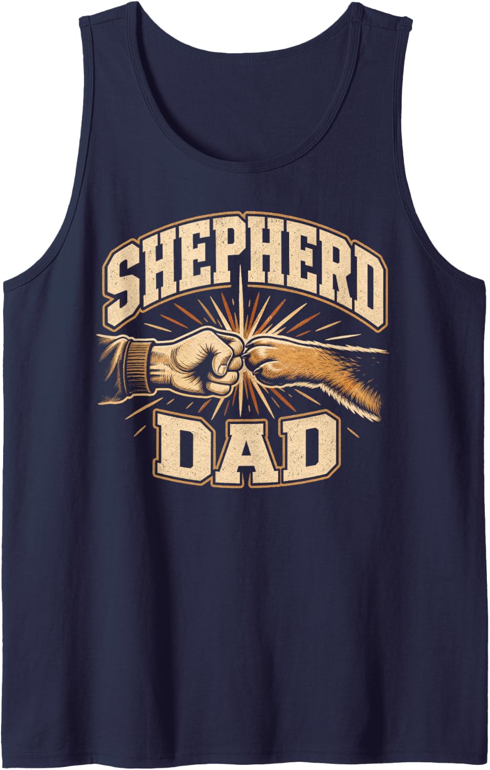 Men's Shepherd Dad Fist Bump Fatherhood Pride Sleeveless Tank Top - Navy Blue