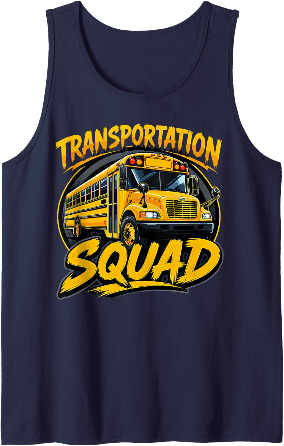 Transportation Squad Funny School Bus Driver Sleeveless Tank Top - Navy Blue