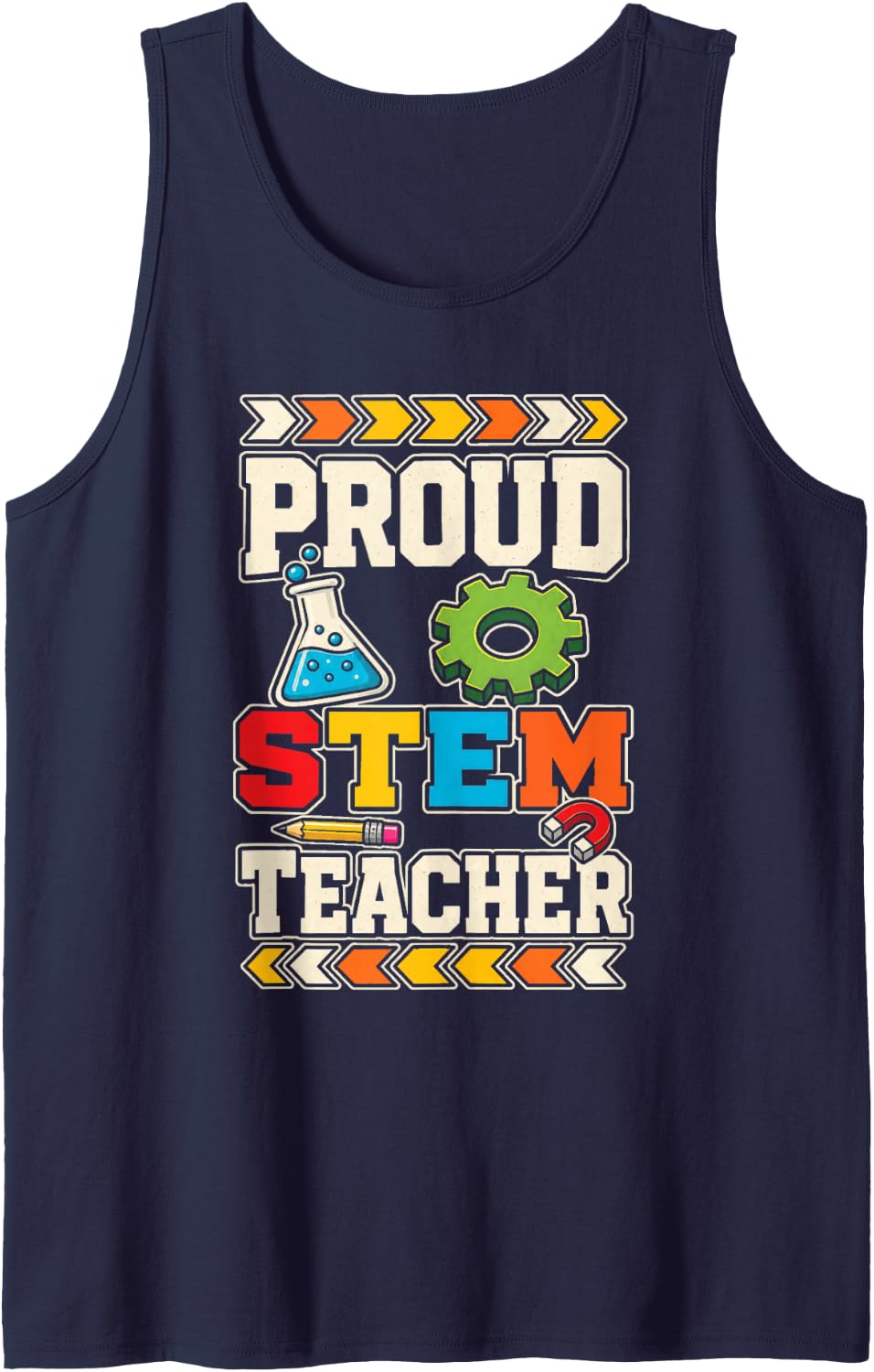 STEM Teacher Proud Elementary Science Educator Gift Sleeveless Tank Top - Navy Blue
