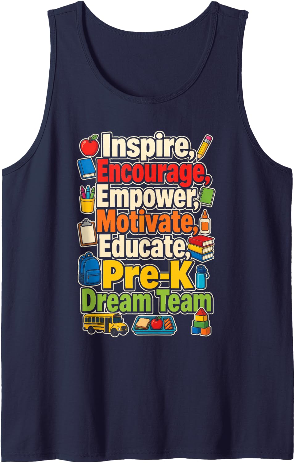 Preschool Pre-K Dream Team Inspire Encourage Empower Sleeveless Tank Top - Navy Blue