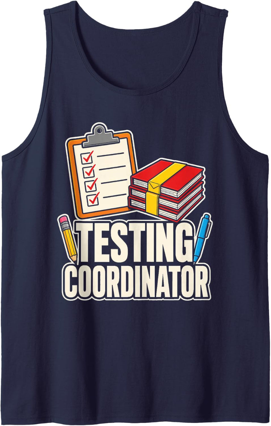 Testing Coordinator Elementary School Test Day Teacher Sleeveless Tank Top - Navy Blue