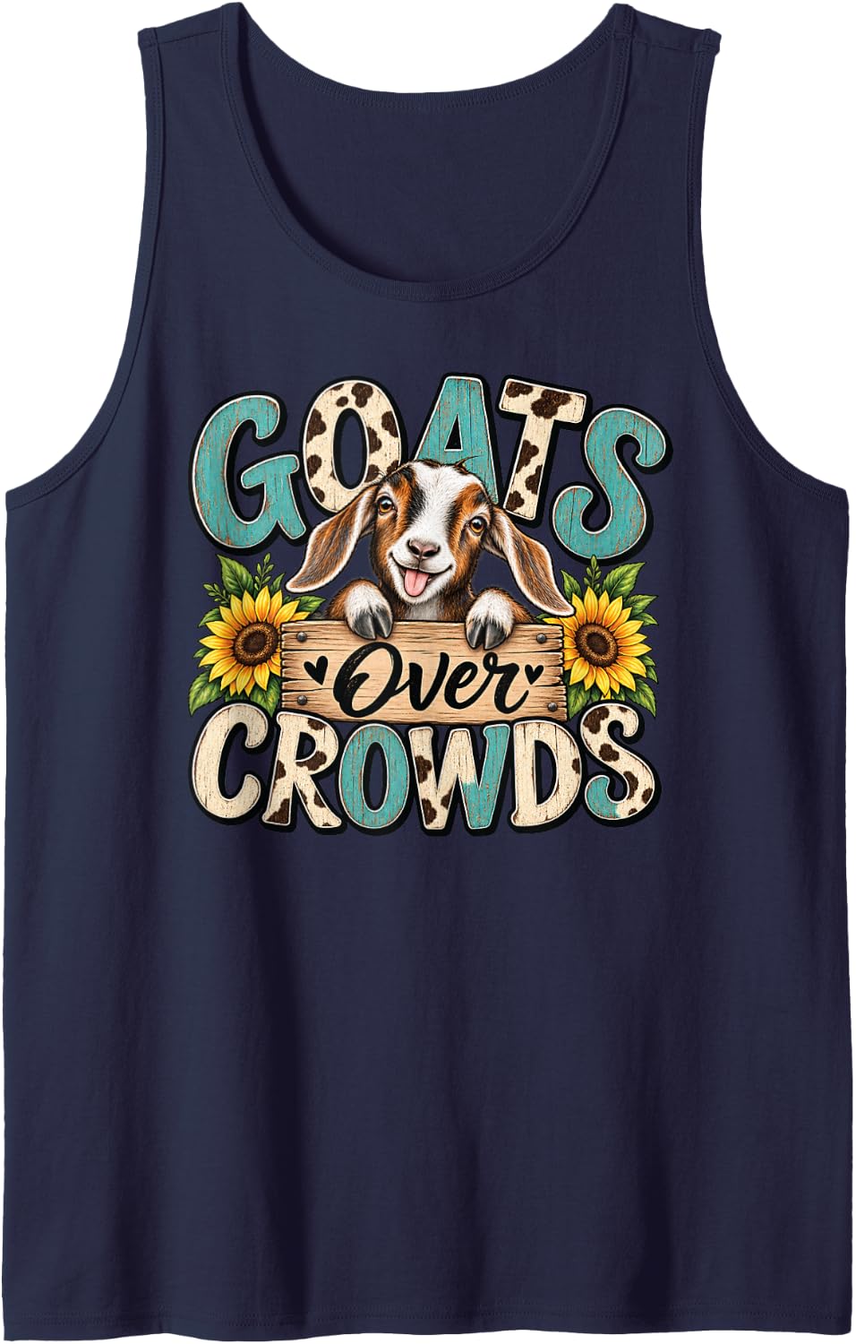 Goats Over Crowds Sleeveless Tank Top - Navy Blue