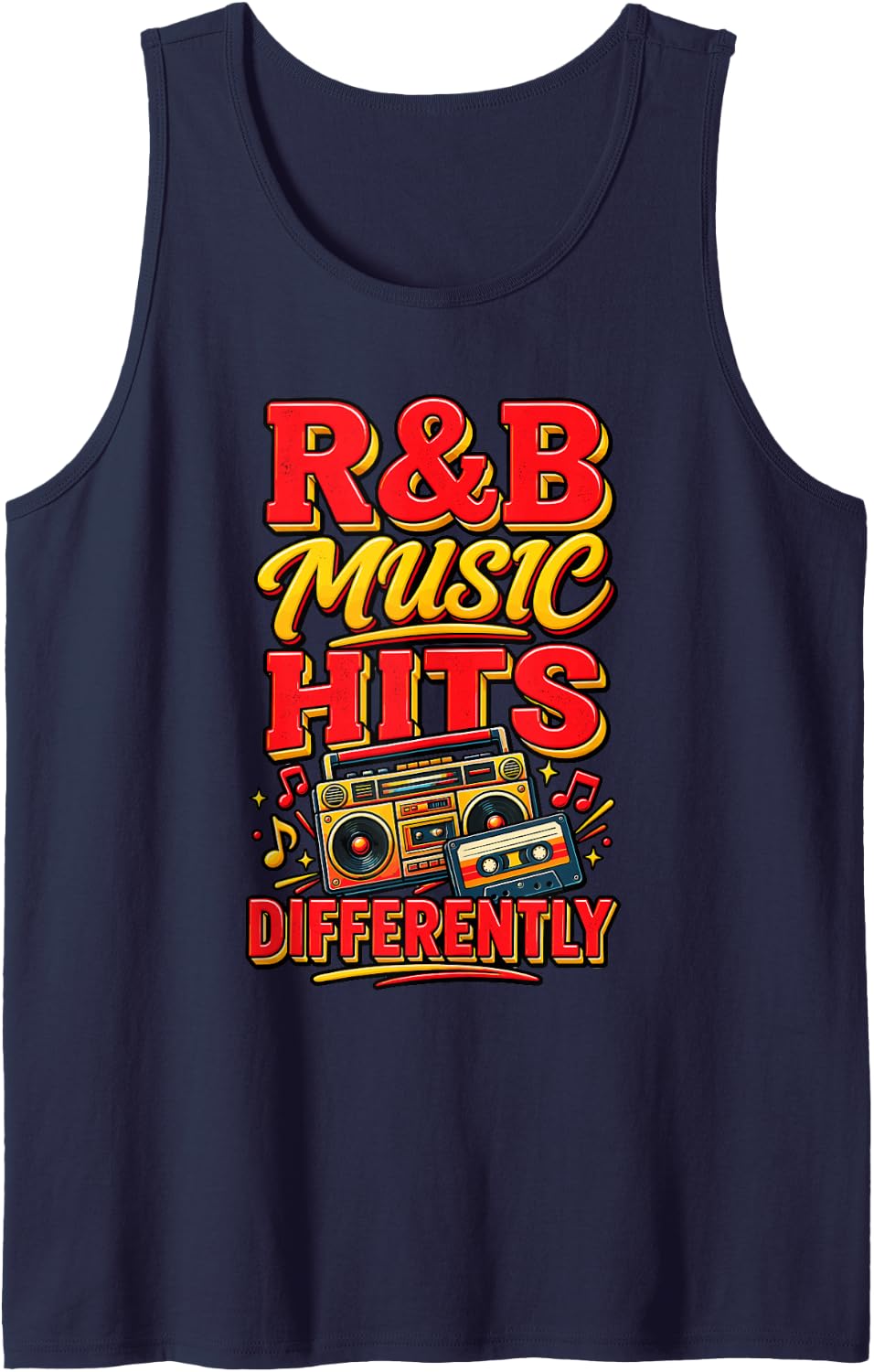R&B Music Hits Differently Song Lyrics 90s Music R&B Sleeveless Tank Top - Navy Blue